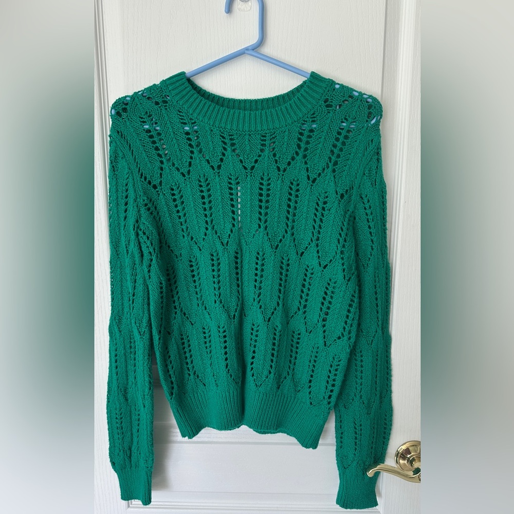 525 America Emerald Open-Knit Women's Sweater